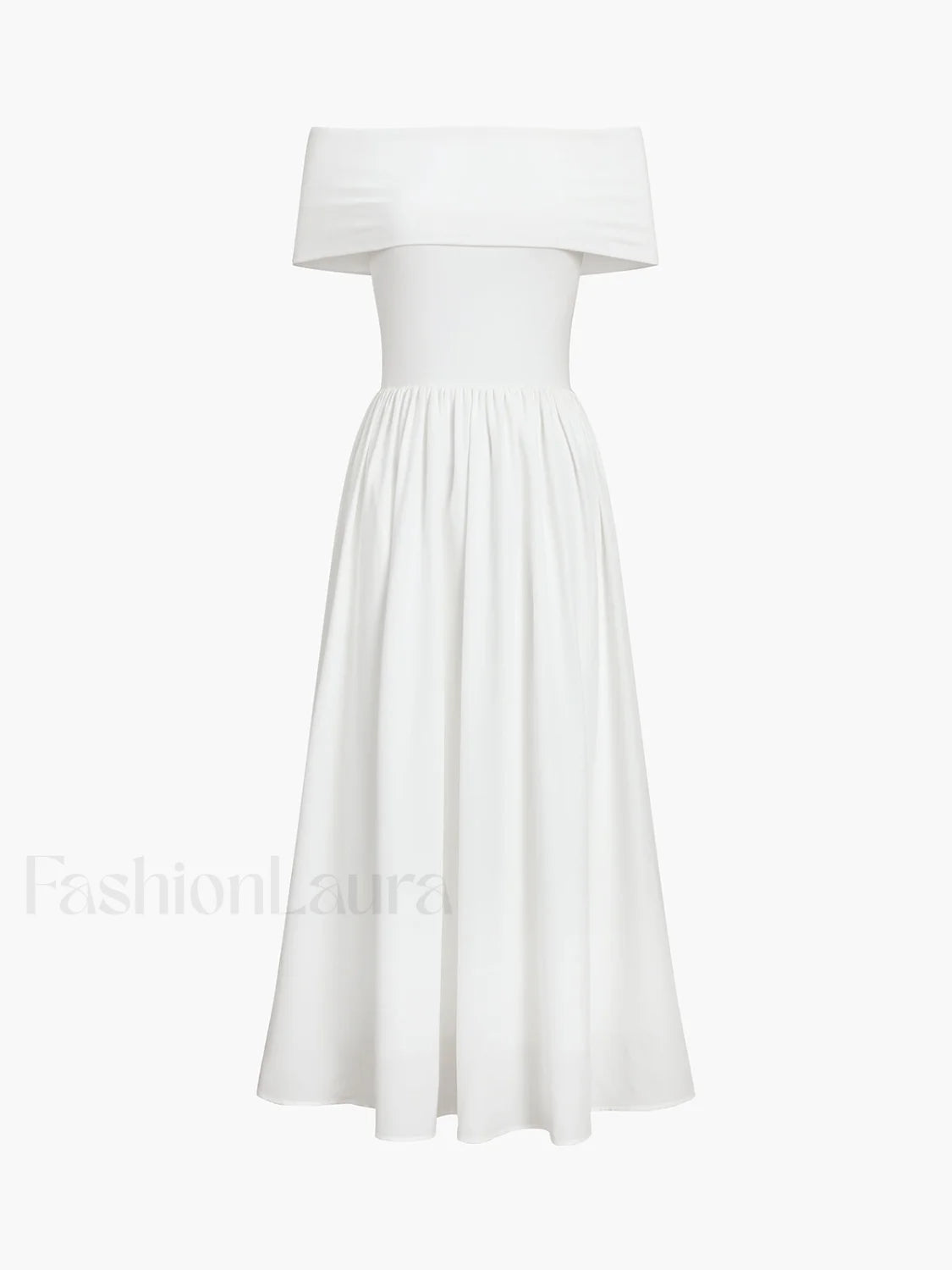 Frenchy Solid Graceful Off Shoulder Long Dress White / XS Dresses