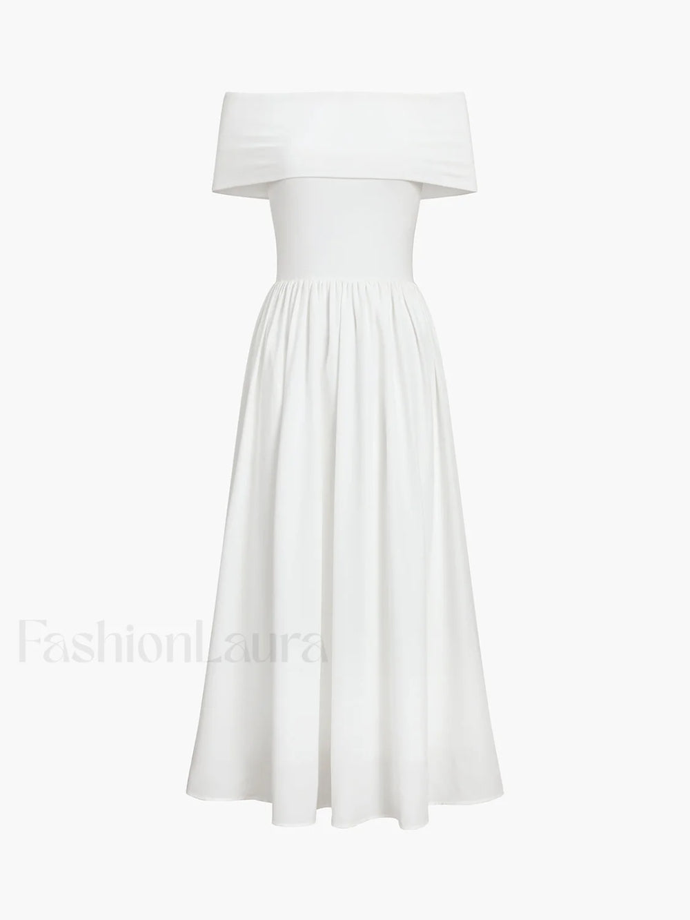 Frenchy Solid Graceful Off Shoulder Long Dress White / XS Dresses