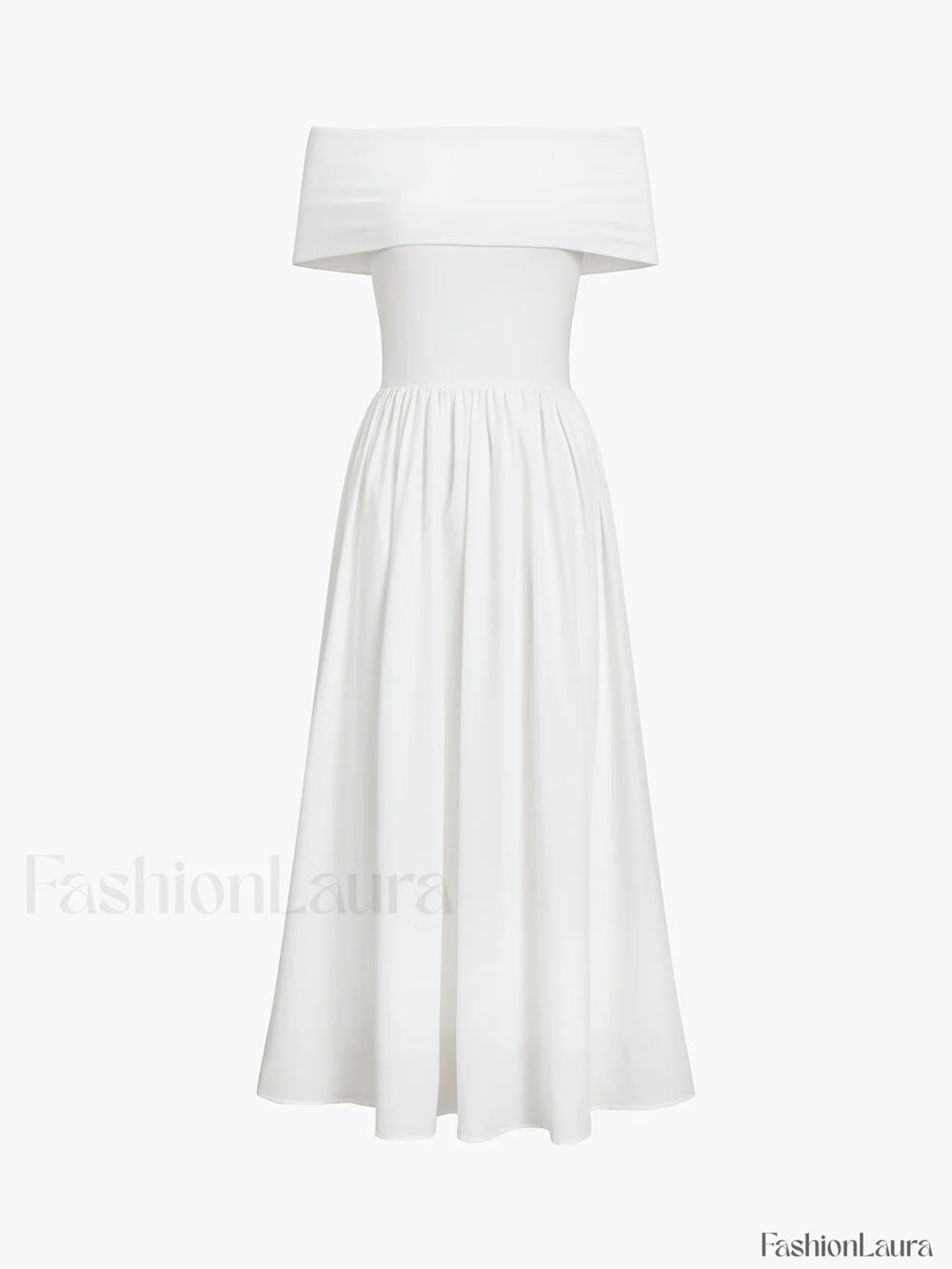 Frenchy Solid Graceful Off Shoulder Long Dress White / XS Dresses