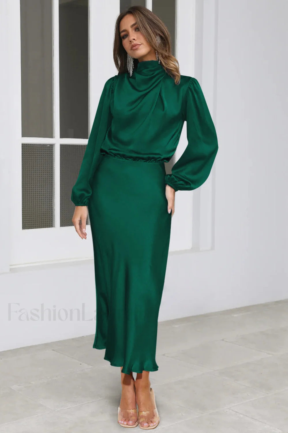 From The Source Charming High Neck Bridal Dress S / Emerald Main image