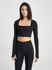 Front Charming Button Bolero Black / S T Shirts