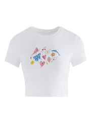 Fruity Butterfly Print Crop Top Tops&Tees