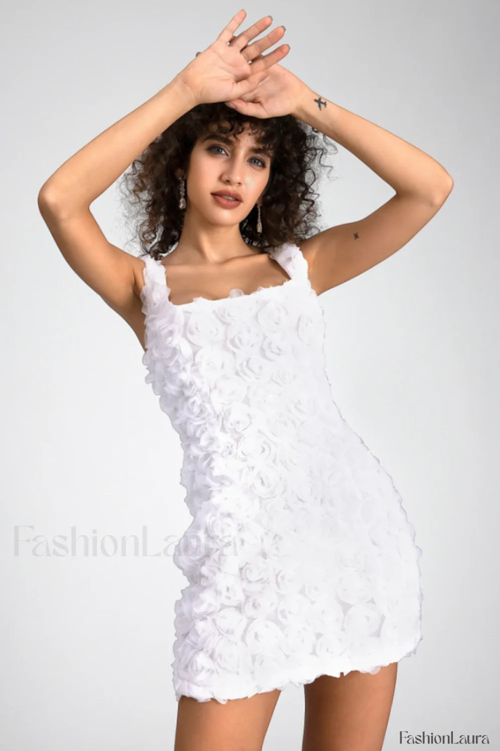 Fryni 3D Stylish Floral Mini Dress
