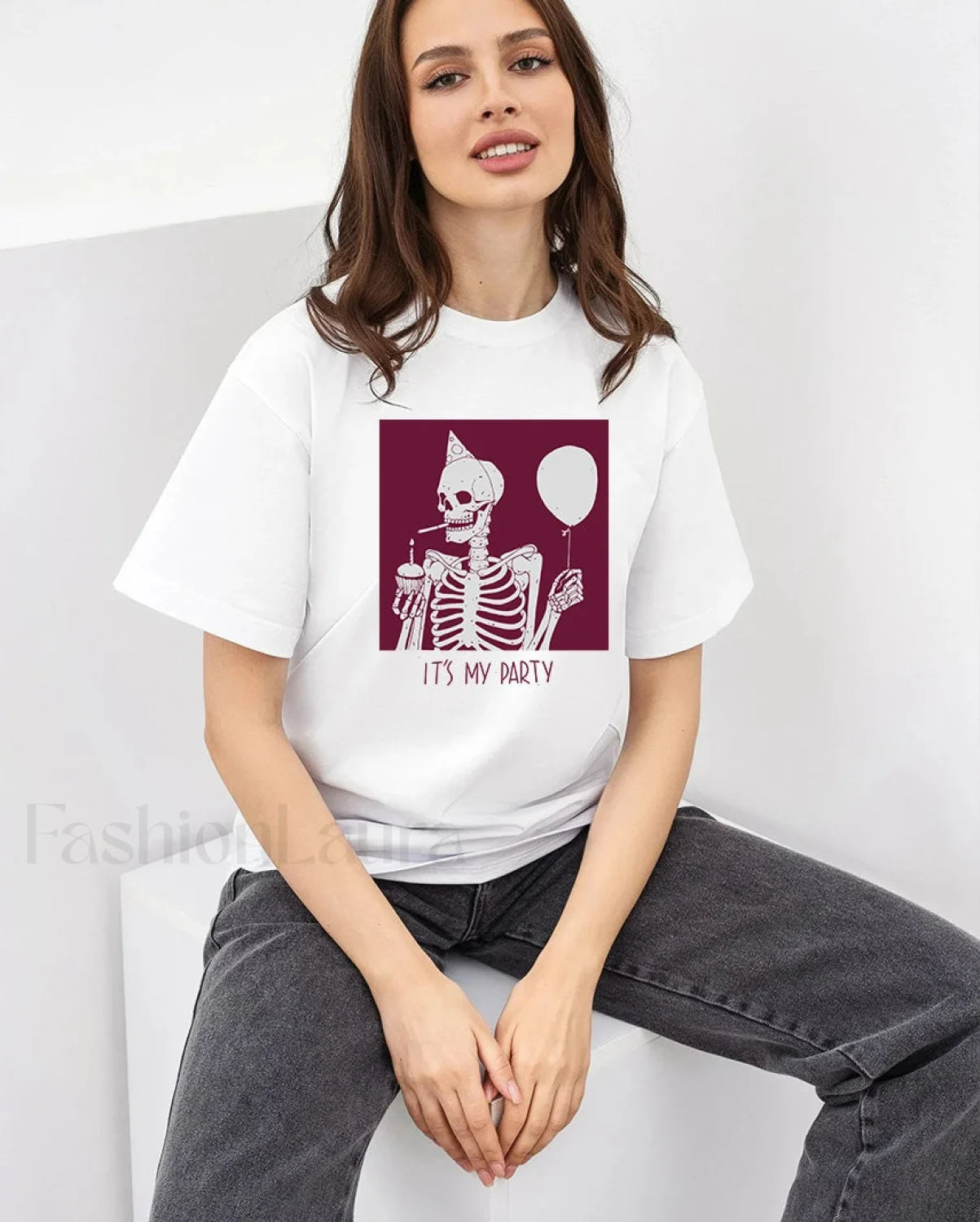 Funny Graphic Printed Cotton T Shirt White / M Main image