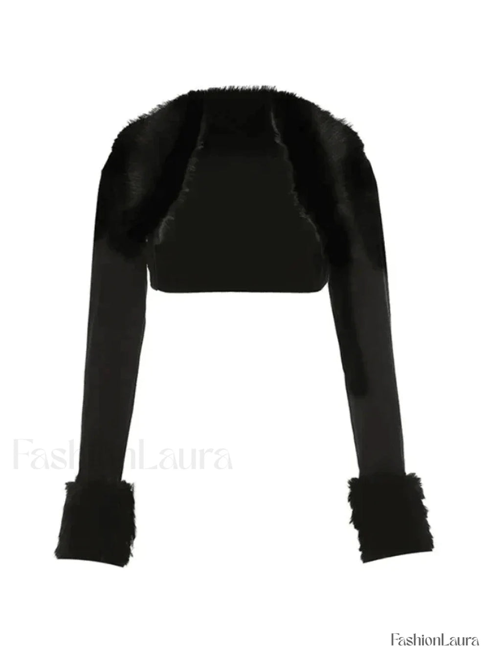 Fur Trim Black Shrug Jacket Jackets