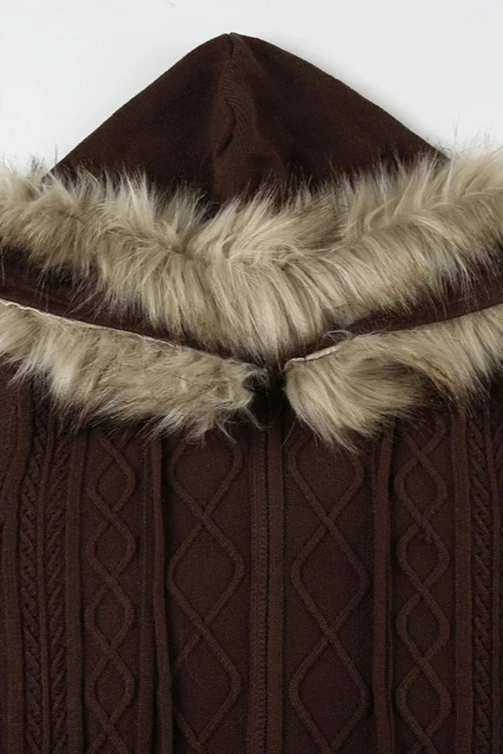 Furry Hooded Knitwear Zip Up Hoodie