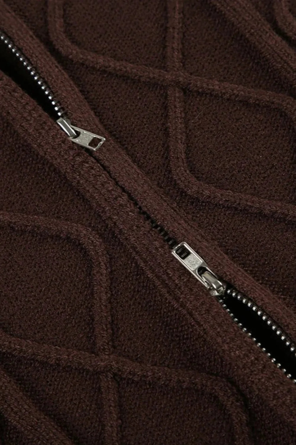 Furry Hooded Knitwear Zip Up Hoodie