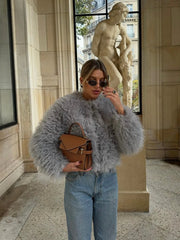 Fuzzy Faux Graceful Fur Short Coat Women Faux Fur Coats