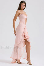 Gabriella Light Stylish Peach Ruffle Dress