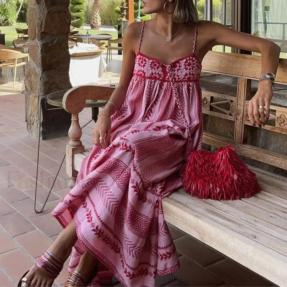 Geometric Crochet Tassel Boho Dress