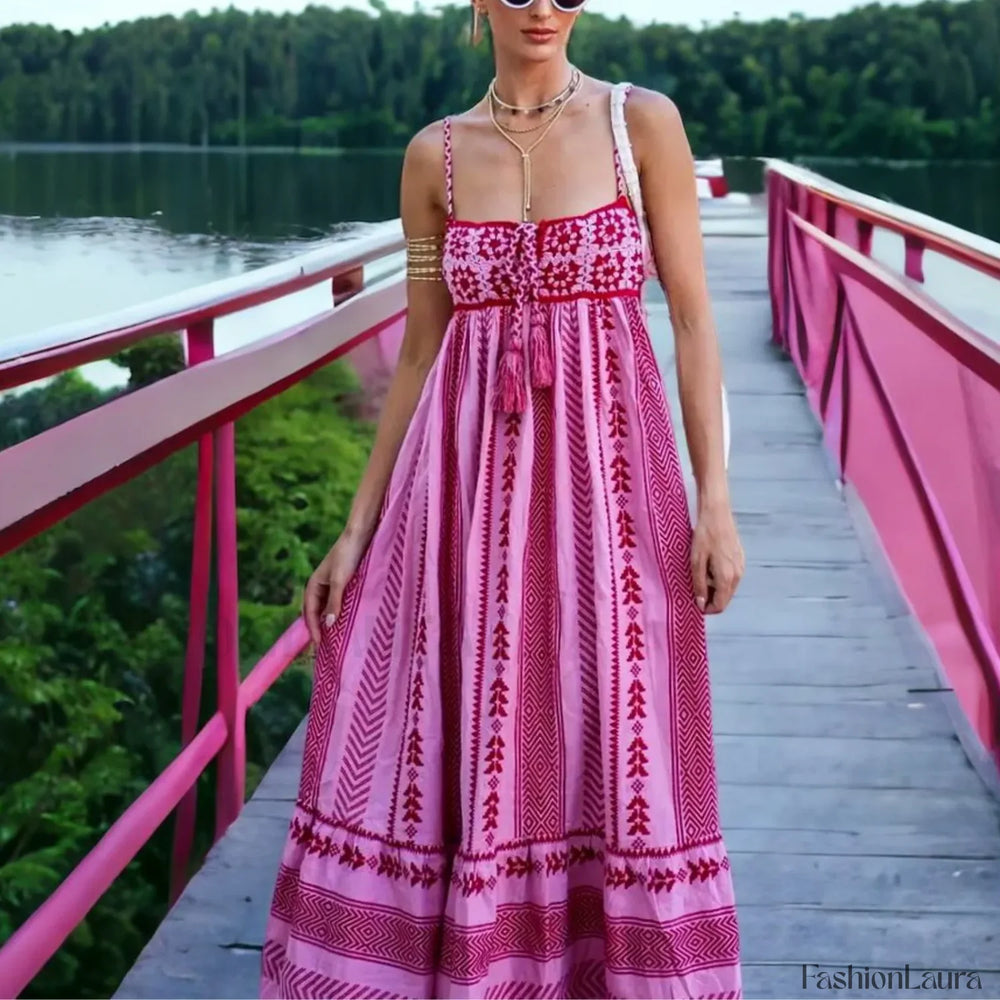 Geometric Crochet Tassel Boho Dress