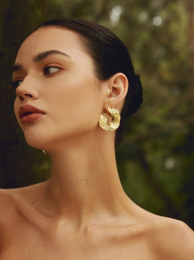 Geometric Irregular Graceful Texture Stud Earrings Gold / One Size Earrings Main image