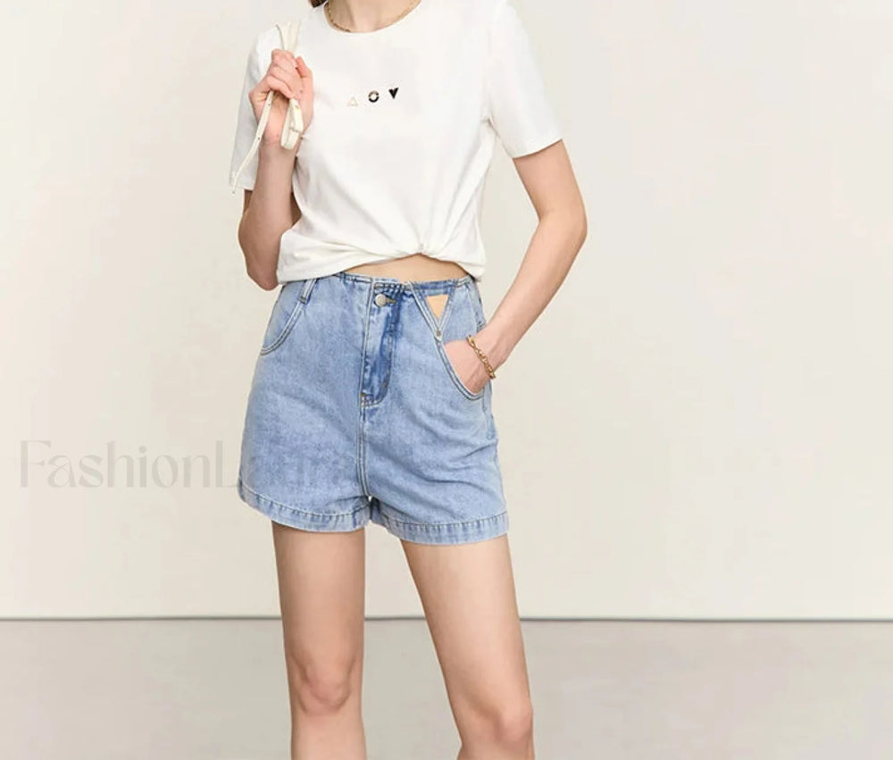 Geometric Print Cotton T Shirt Beige / S