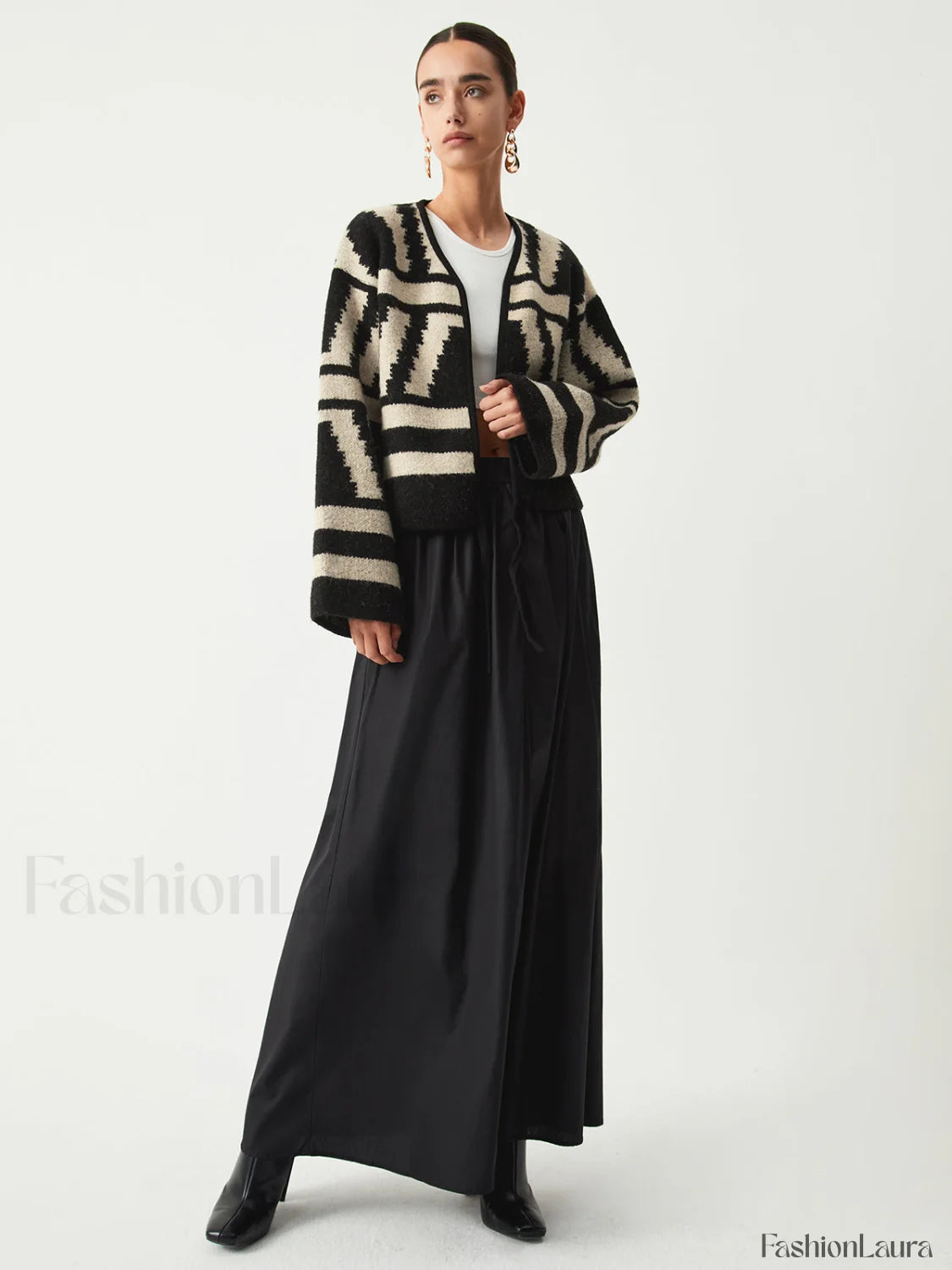 Geometric Print Graceful Kimono Cardigan Sweaters L