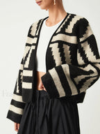 Geometric Print Graceful Kimono Cardigan Sweaters L