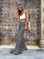 Geometrical Print Flare Pants Black / XS Pants