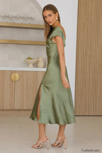Get In Formation Charming Satin Midi Dress