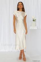 Get In Formation Charming Satin Midi Dress