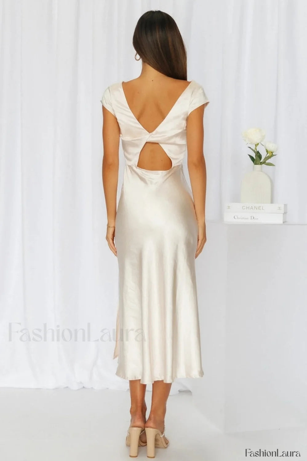 Get In Formation Charming Satin Midi Dress