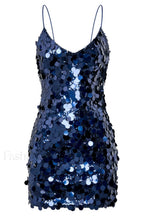 Giselle Disc Stylish Sequin Mini Dress S / Navy Party Dresses L