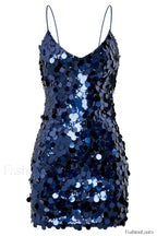 Giselle Disc Stylish Sequin Mini Dress S / Navy Party Dresses L