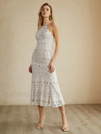 Glamorous Lace Graceful Halter Long Dress Dresses