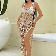 Glitter Hollow Out Cover Up APRICOT / S