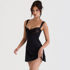 Front Sleeveless Mini Dress Black L / Black Party Dresses L