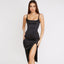 High Slit Slip Cocktail Midi Dress Black S / Black Party Dresses