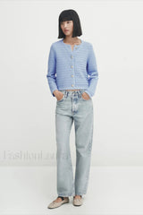 Gold Button Textured Knit Cardigan