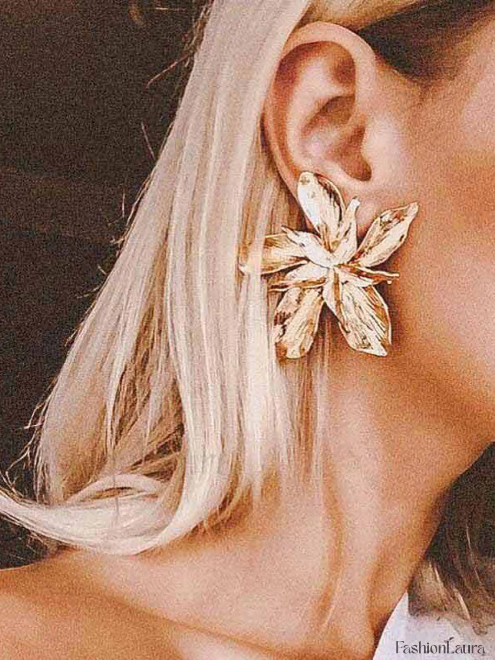 Gold Flower Drop Dangle Earring Jewelry