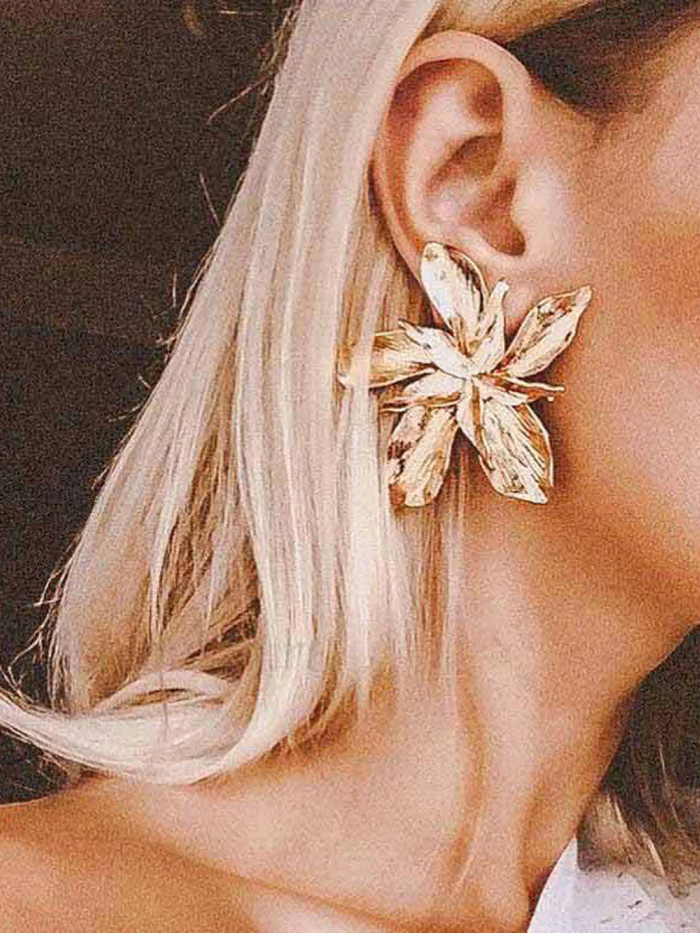 Gold Flower Drop Dangle Earring Jewelry