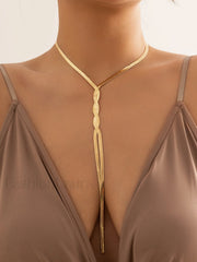 Golden Snake Chain Twist Tassel Necklace Gold / One Size Necklaces