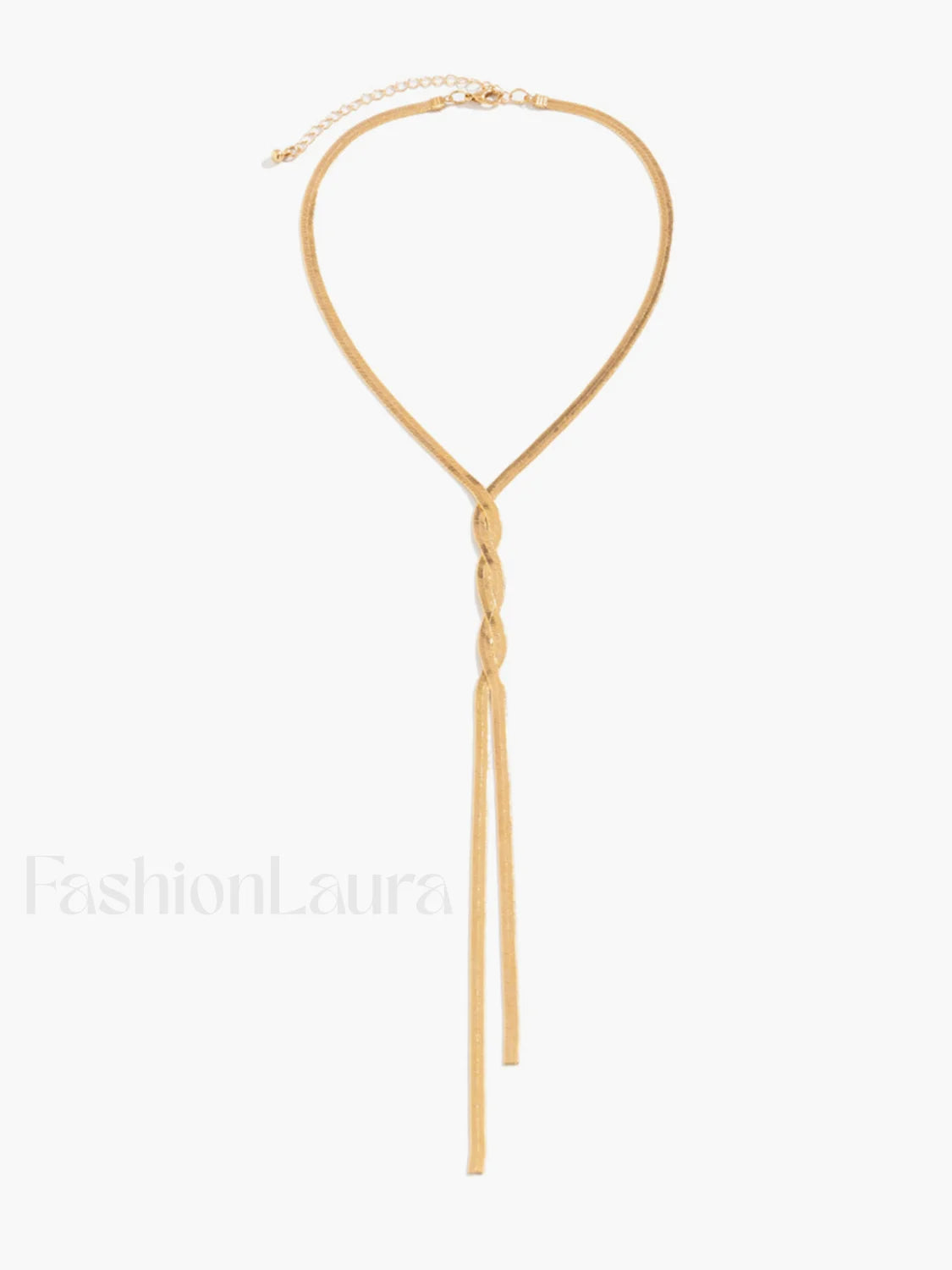 Golden Snake Chain Twist Tassel Necklace Secondary image