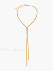 Golden Snake Chain Twist Tassel Necklace Gold / One Size Necklaces