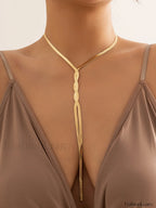 Golden Snake Chain Twist Tassel Necklace Gold / One Size Necklaces