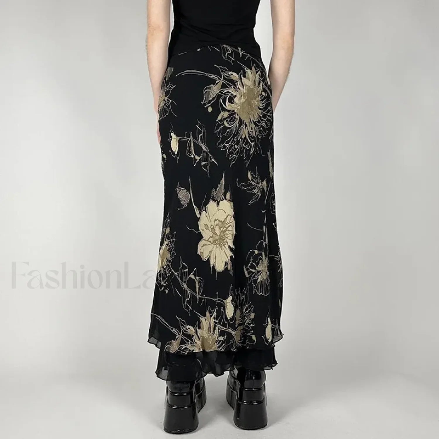 Goth Floral Double Layer Skirt Secondary image