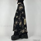 Goth Floral Mesh Double Layer Skirt