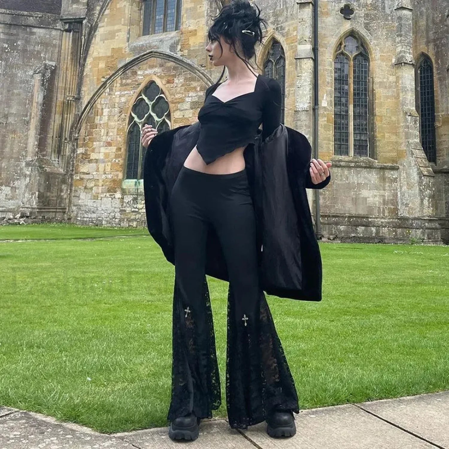 Goth Mall Flared Pants for Halloween Secondary image