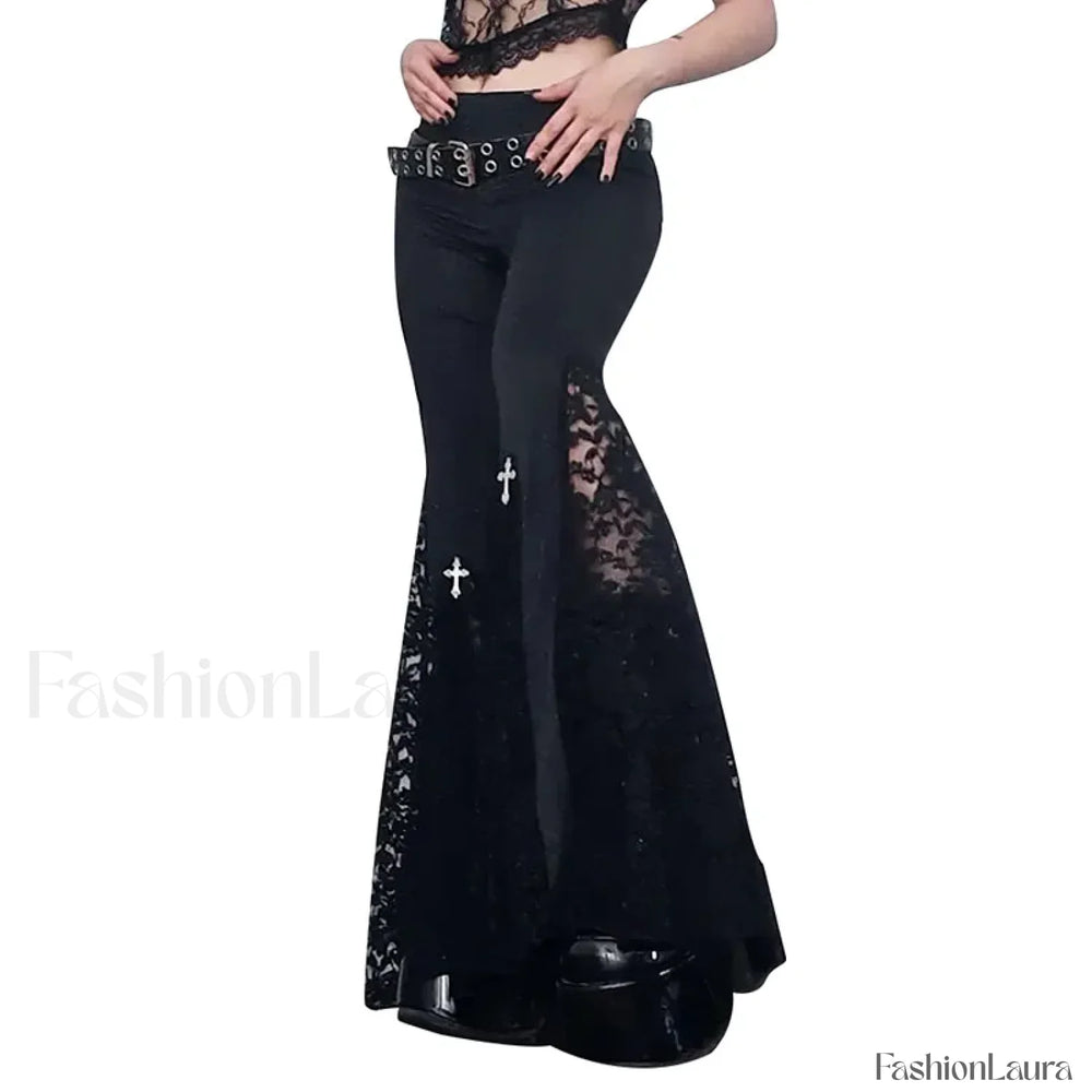 Goth Mall Flared Pants for Halloween Black / S