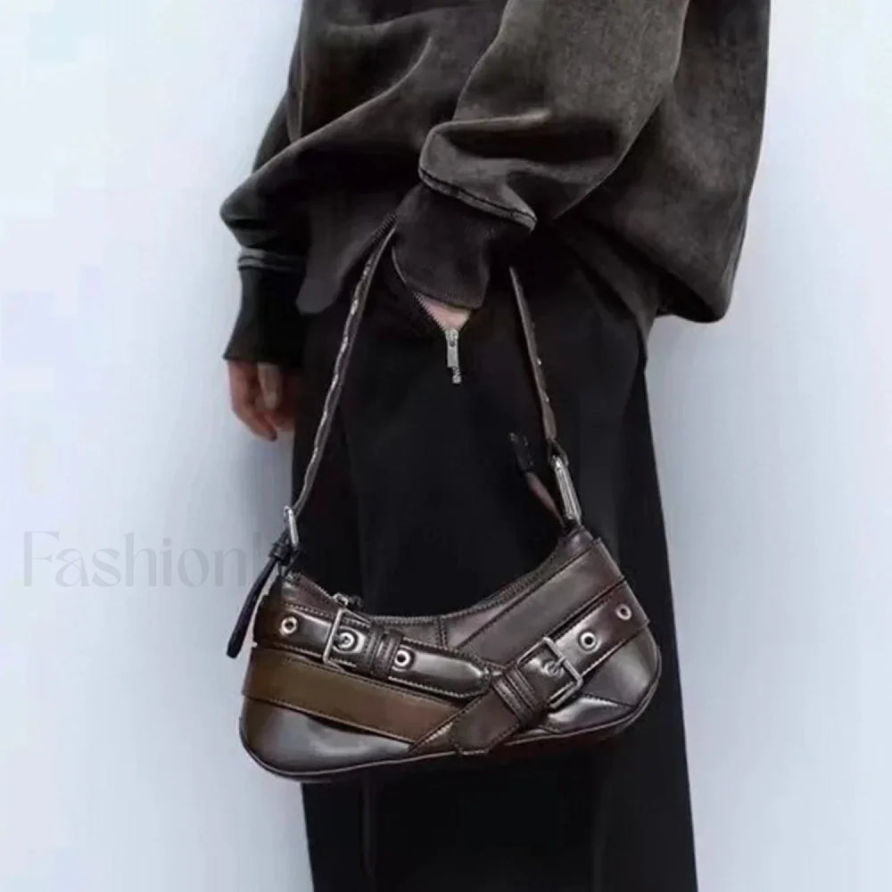 Goth Y2K Punk Rivet Chain School PU Leather Skeleton Fashion Women Backpack Bag