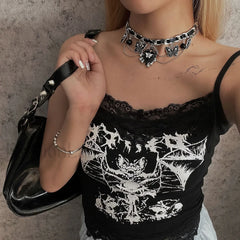 Gothic Dark Aesthetic Black Butterfly Necklace BLACK