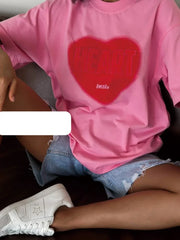 Gothic Heart Printed Cotton T Shirt Dark Pink / M