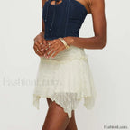 Gothic Lace Ruched Mini Skirt