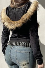 Gothic Velvet Zip Up Hoodie