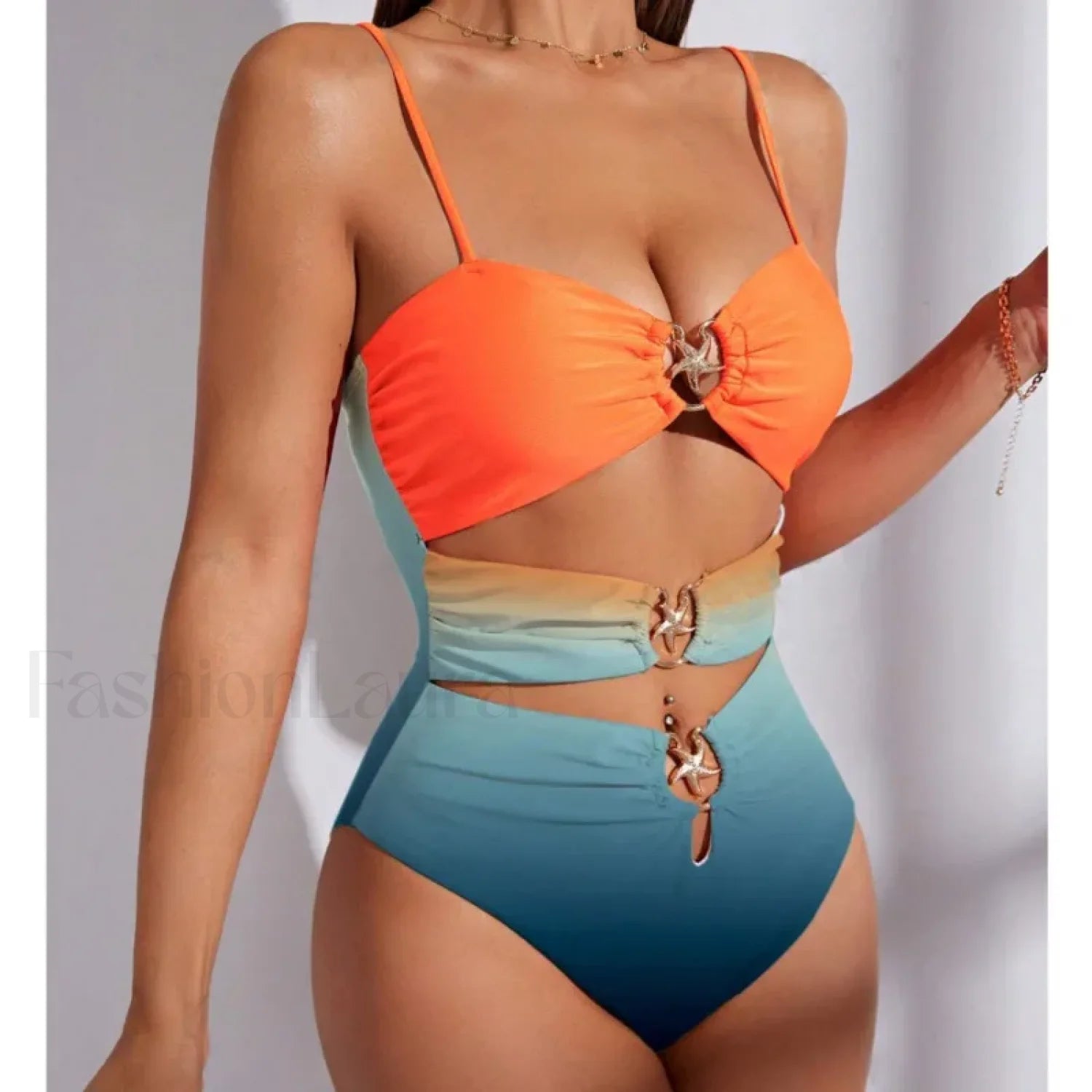 Gradient Push Up Closed Swimwear One Piece