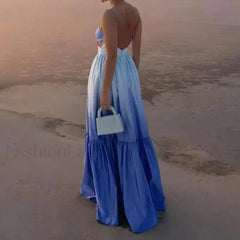 Gradient Sling Print Midi Maxi Dress