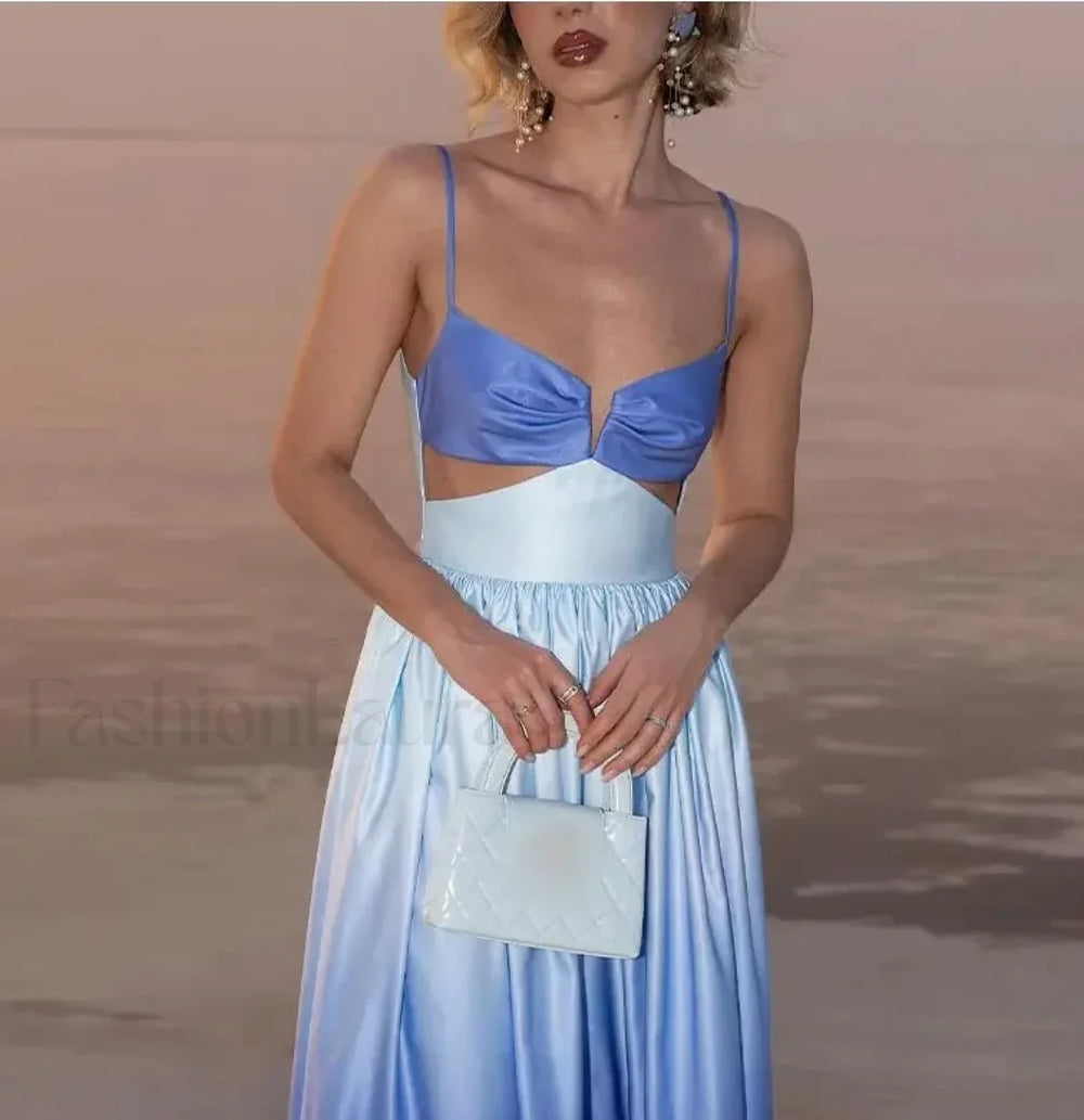 Gradient Sling Print Midi Maxi Dress Blue / XXXS