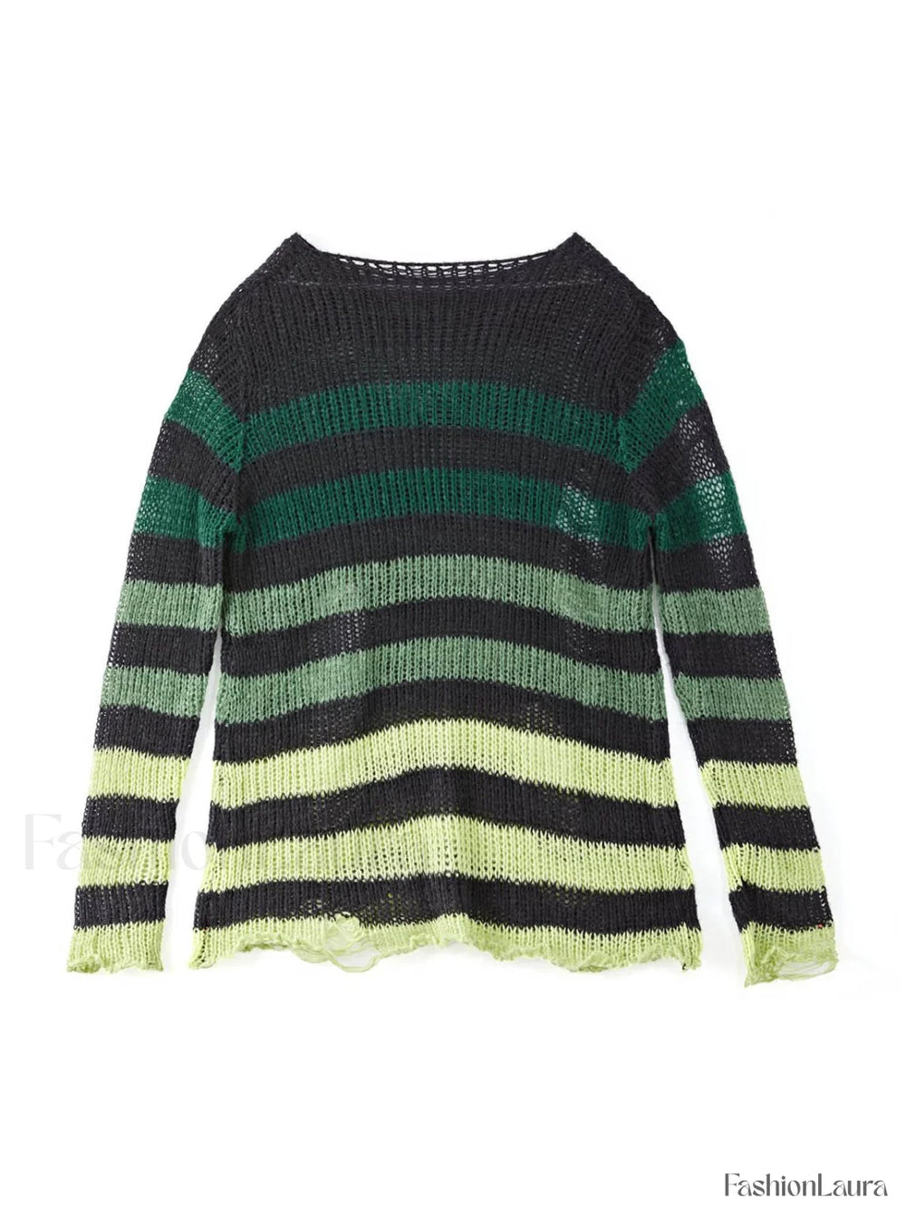 Gradient Striped Distressed Long Sleeve Mini Dress Mini Dresses