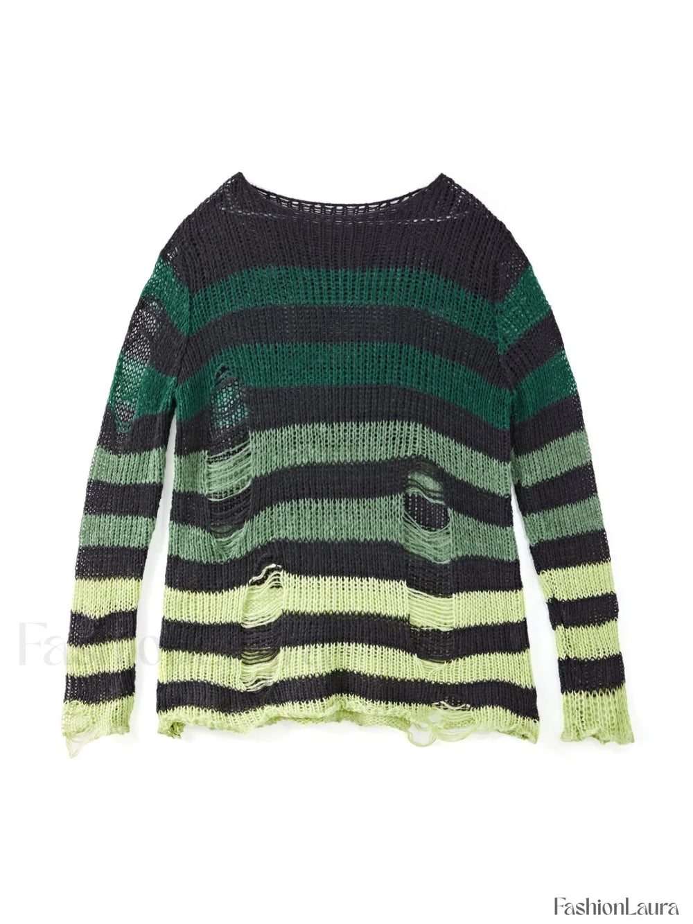 Gradient Striped Distressed Long Sleeve Mini Dress Mini Dresses